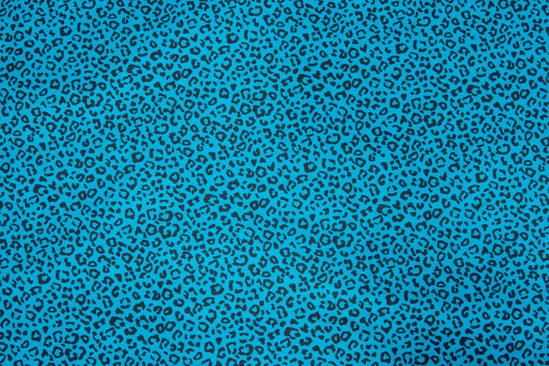 Teal Leopard Print Cotton Poplin, multiple lengths