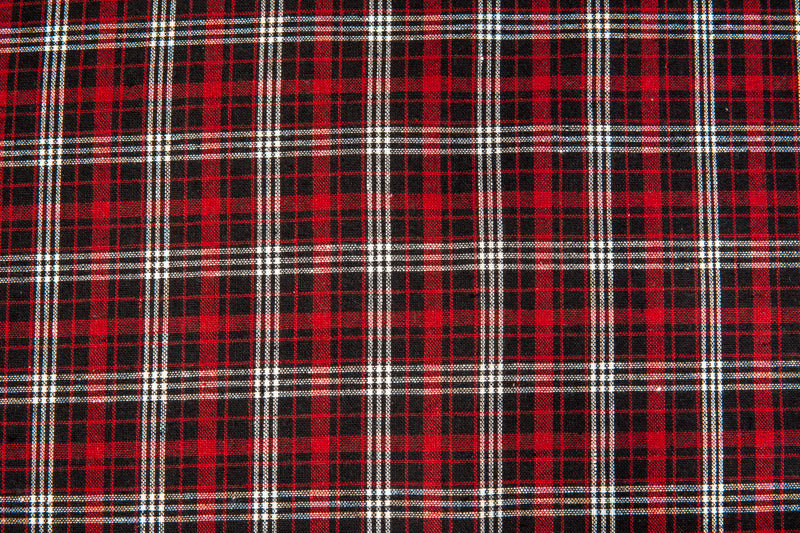 Red Poly-Cotton Tartan, multiple lengths