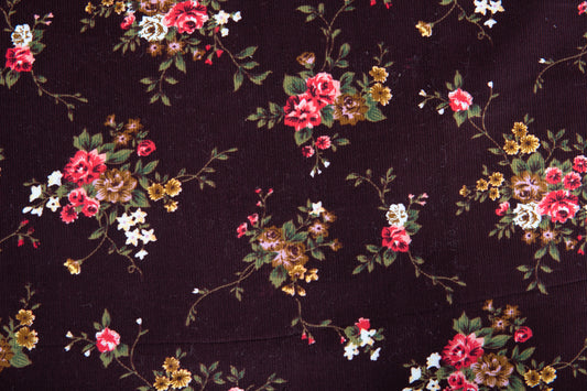 Vintage Floral Needlecord - Aubergine, multiple lengths