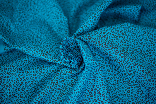 Teal Leopard Print Cotton Poplin, multiple lengths