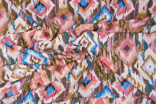 Spring Diamond Viscose Challis - Pink