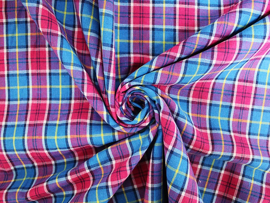 Spring Tartan Polyviscose Fuchsia, Multiple lengths