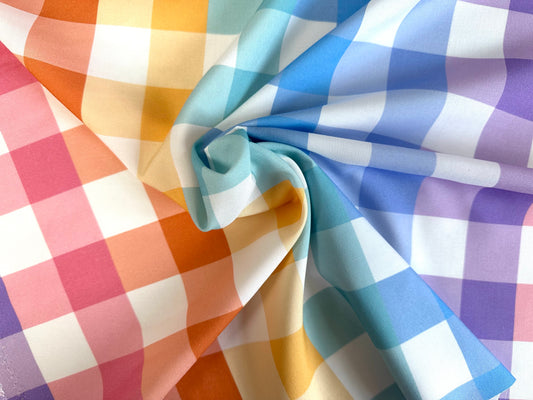 Crafty Pie Rainbow Gingham Viscose, Large - Multiple Lengths