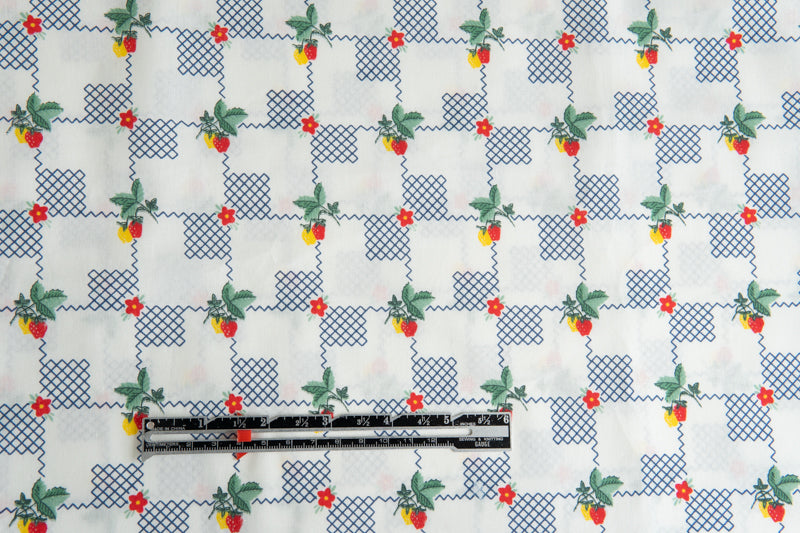 Pigeon Wishes Strawberry BLUE-Grid Cotton, multiple lengths