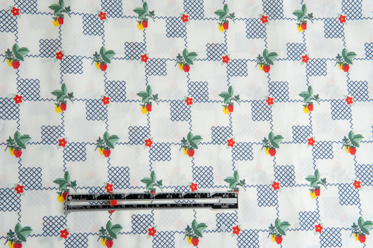 Pigeon Wishes Strawberry BLUE-Grid Cotton, multiple lengths