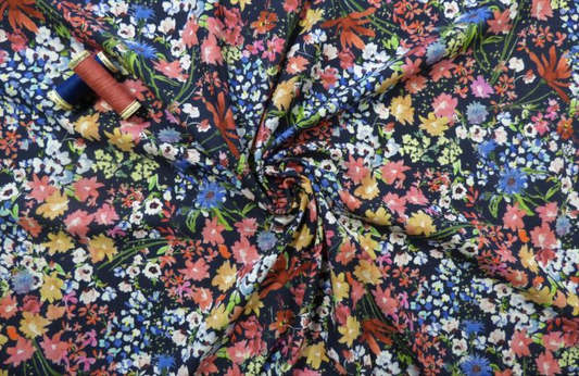 "Wild Botanics" Lady McElroy Trudi Chambray - Navy, Multiple Lengths