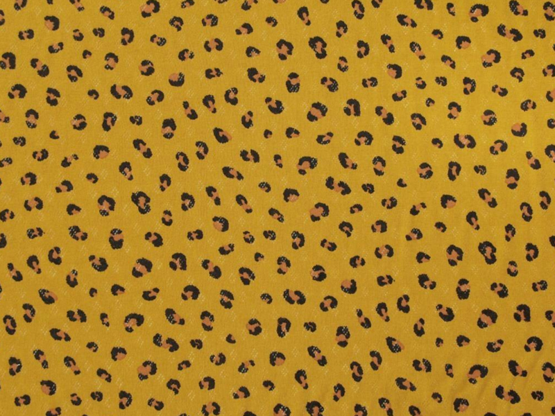 Mustard Leopard Pointelle, Multiple Lengths