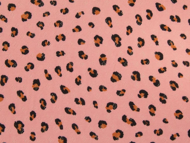Pink Leopard Pointelle (price per metre)